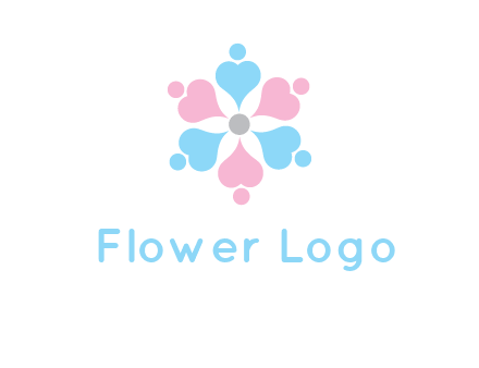 hearts and dots crating a flower logo