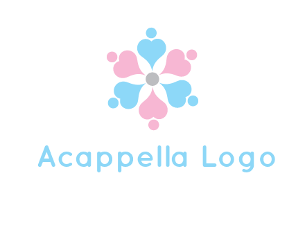hearts and dots crating a flower logo