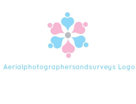 hearts and dots crating a flower logo