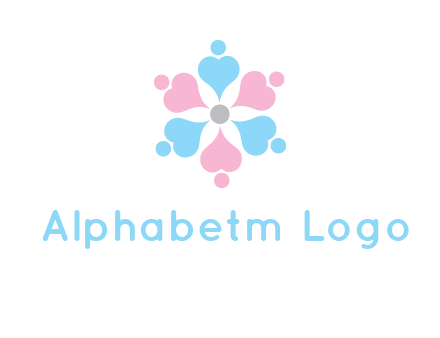 hearts and dots crating a flower logo