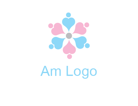 hearts and dots crating a flower logo