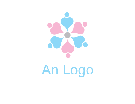 hearts and dots crating a flower logo