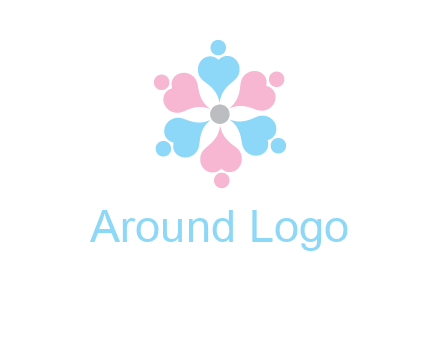 hearts and dots crating a flower logo