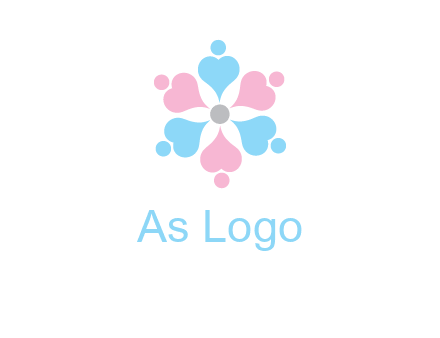 hearts and dots crating a flower logo