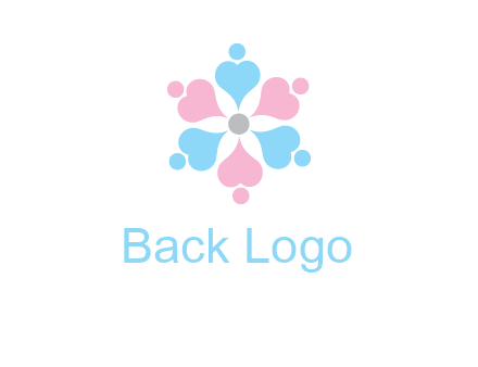 hearts and dots crating a flower logo