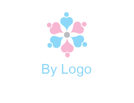 hearts and dots crating a flower logo