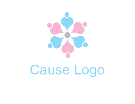 hearts and dots crating a flower logo