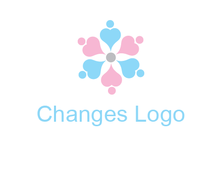 hearts and dots crating a flower logo