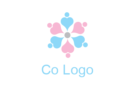 hearts and dots crating a flower logo