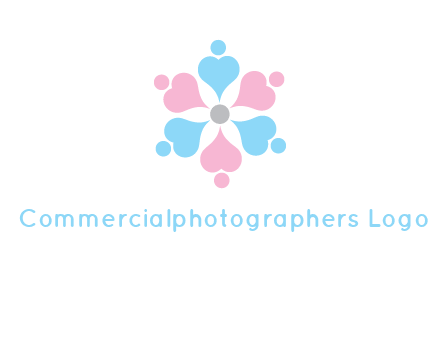 hearts and dots crating a flower logo