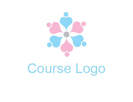 hearts and dots crating a flower logo