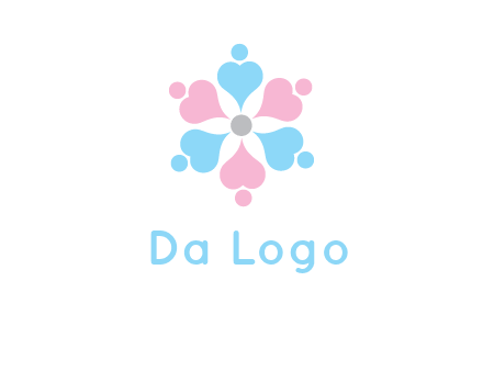 hearts and dots crating a flower logo