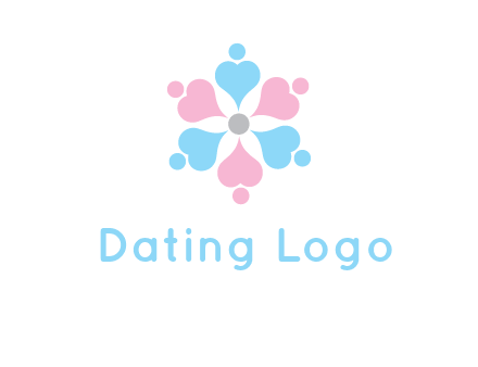 hearts and dots crating a flower logo