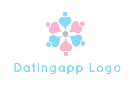 hearts and dots crating a flower logo