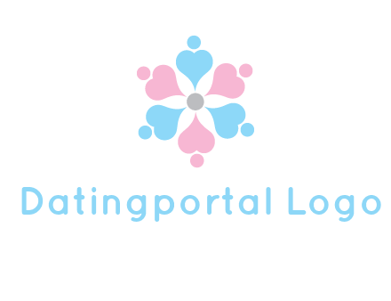 hearts and dots crating a flower logo