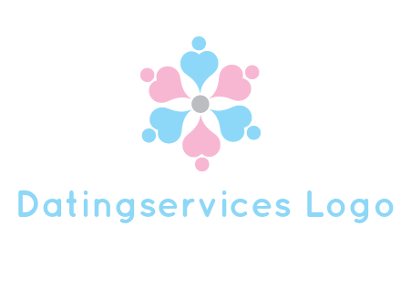 hearts and dots crating a flower logo