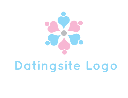 hearts and dots crating a flower logo
