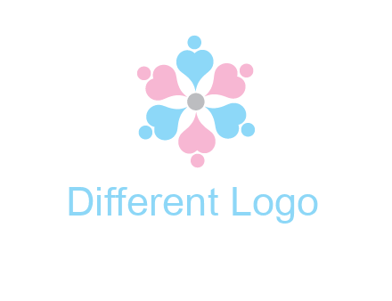 hearts and dots crating a flower logo