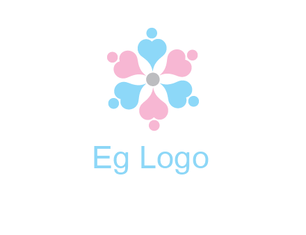 hearts and dots crating a flower logo