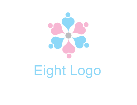 hearts and dots crating a flower logo