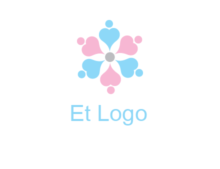 hearts and dots crating a flower logo