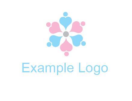 hearts and dots crating a flower logo