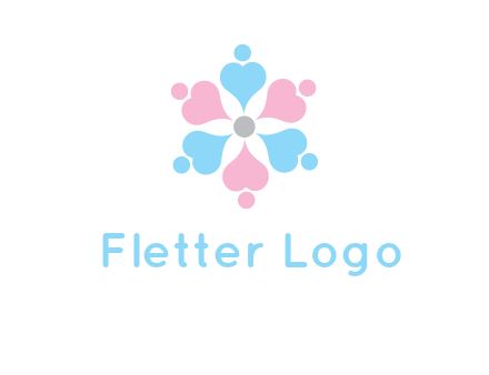 hearts and dots crating a flower logo