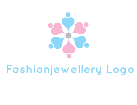 hearts and dots crating a flower logo