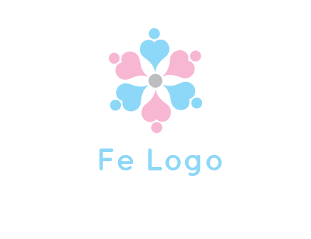 hearts and dots crating a flower logo