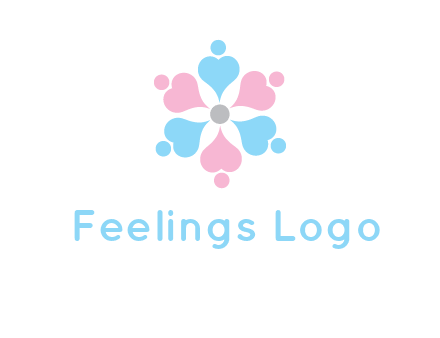 hearts and dots crating a flower logo