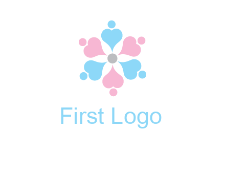 hearts and dots crating a flower logo