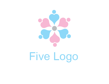 hearts and dots crating a flower logo