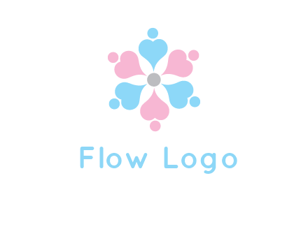 hearts and dots crating a flower logo