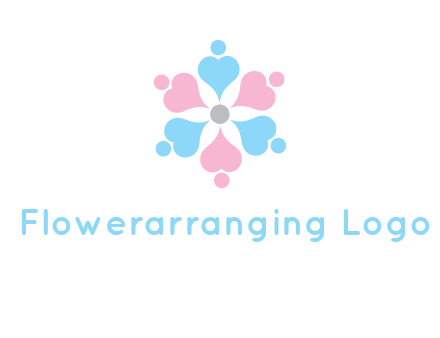 hearts and dots crating a flower logo