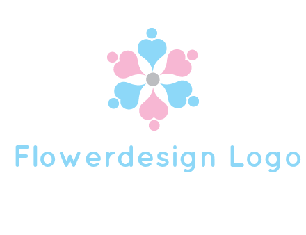 hearts and dots crating a flower logo