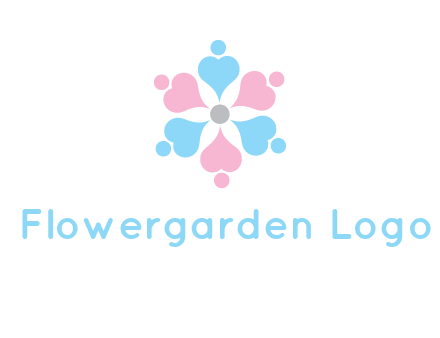 hearts and dots crating a flower logo