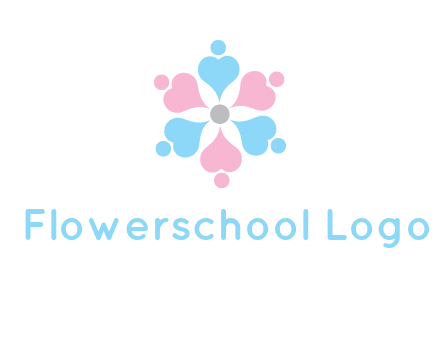 hearts and dots crating a flower logo