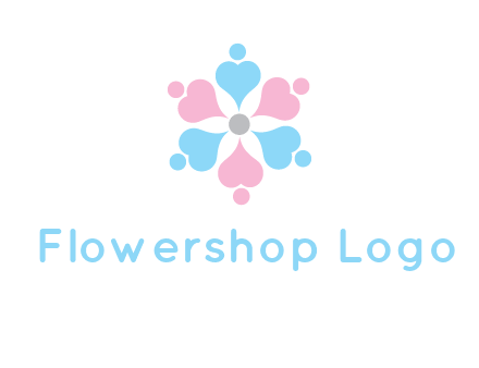 hearts and dots crating a flower logo