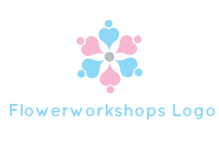 hearts and dots crating a flower logo