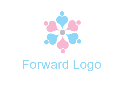 hearts and dots crating a flower logo