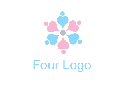 hearts and dots crating a flower logo