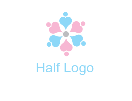 hearts and dots crating a flower logo
