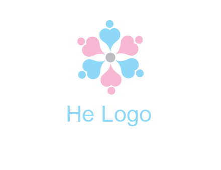 hearts and dots crating a flower logo
