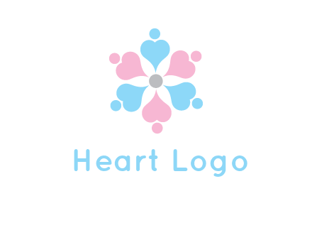 hearts and dots crating a flower logo