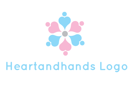 hearts and dots crating a flower logo