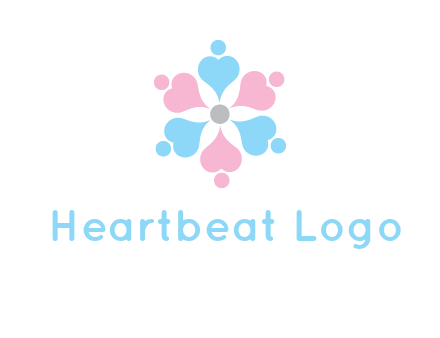 hearts and dots crating a flower logo