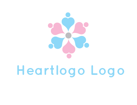 hearts and dots crating a flower logo