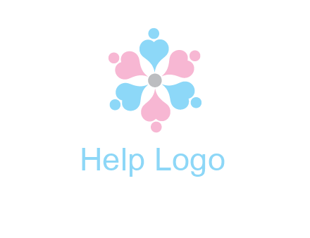 hearts and dots crating a flower logo