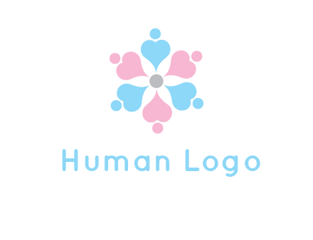 hearts and dots crating a flower logo