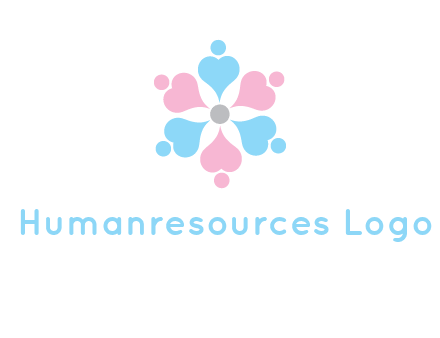 hearts and dots crating a flower logo